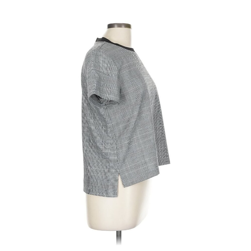 Zara | EUC Plaid Houndstooth Short Sleeve T-Shirt Blouse in Gray/Black Large - Picture 3 of 10